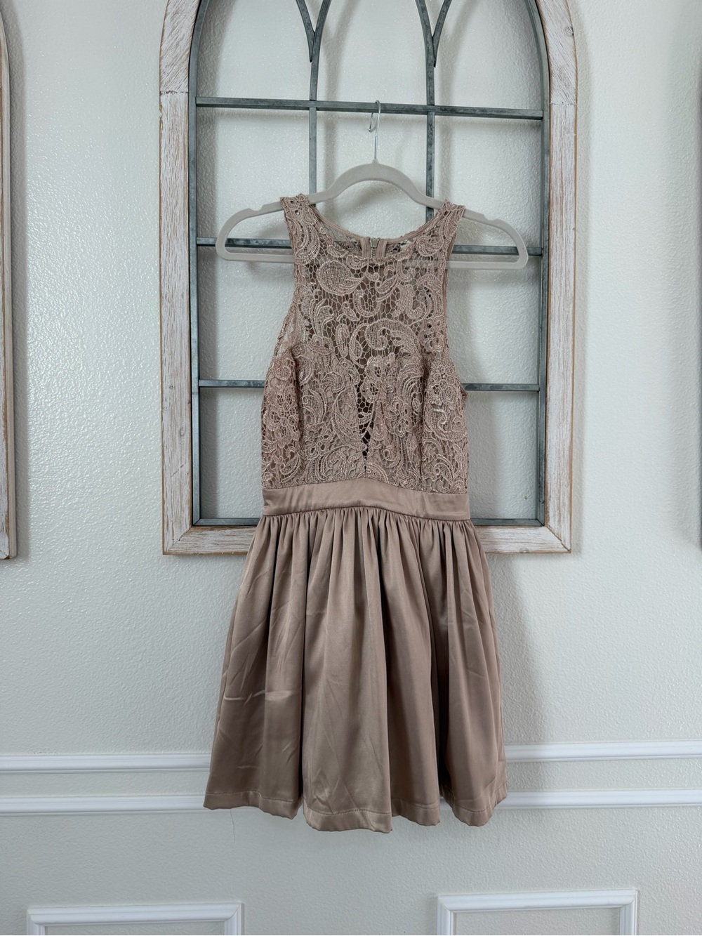 Mustard Seed Tan Lace Bodice Mini Dress